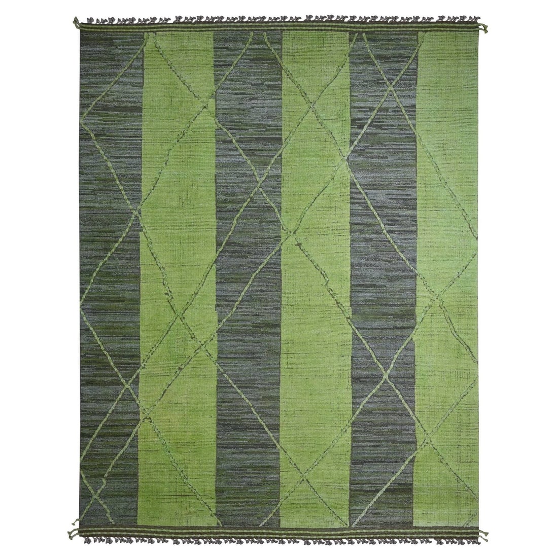 11'7"x14'8" Green Modern Swedish Design and Weave Wool Hand Knotted Rug: 11'7"x14'8" Green Modern Swedish Design and Weave Wool Hand Knotted Rug Swedish design meets natural elegance in this stunning, hand-knotted wool rug. Crafted with intricate attention to detail, its r