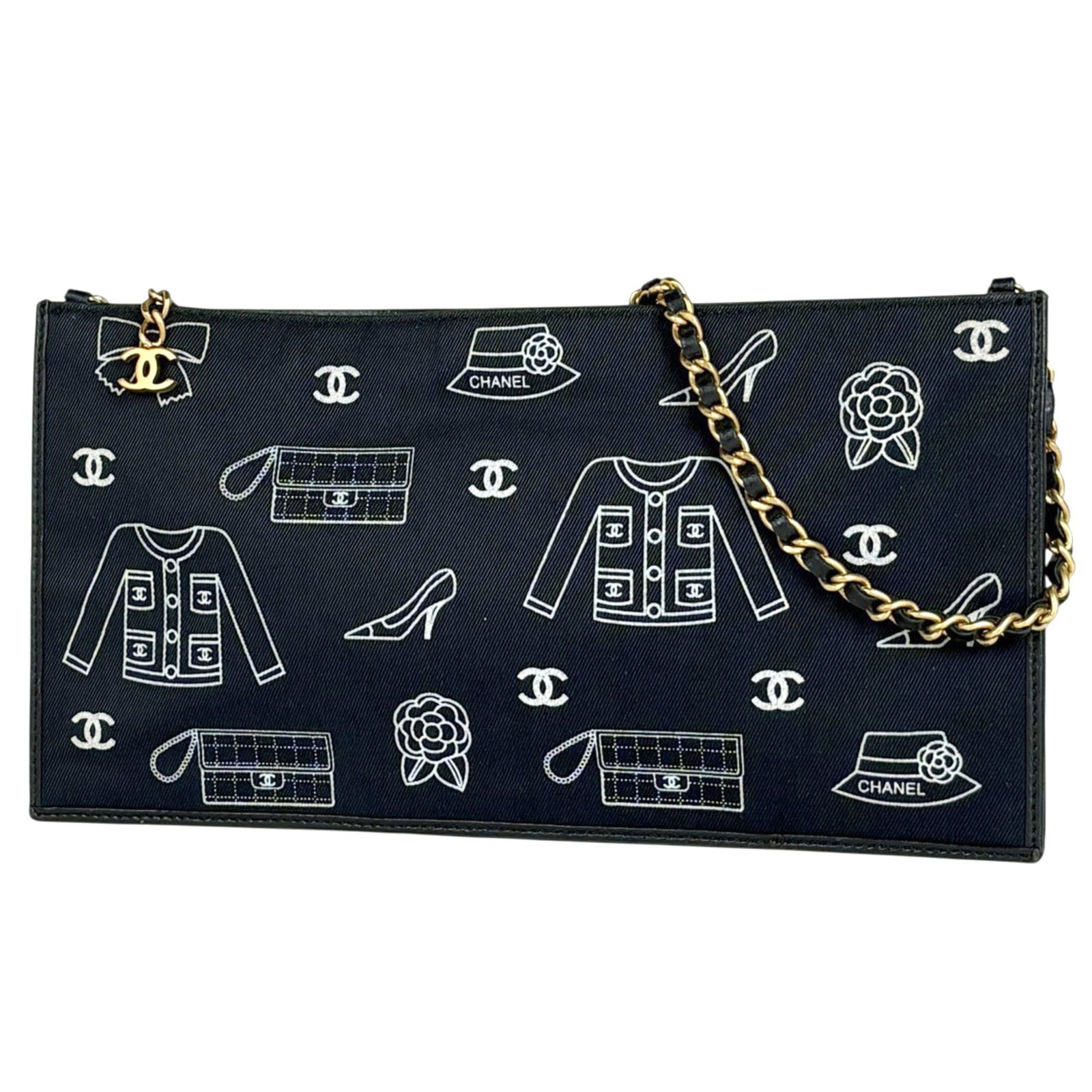 Canvas leather bag shoulder from Chanel: Canvas leather bag shoulder from Chanel Canvas leather bag shoulder from Chanel, featuring a sleek black design. This stylish shoulder bag measures 14cm x 27cm x 5.00mm and boasts a unique canvas leat