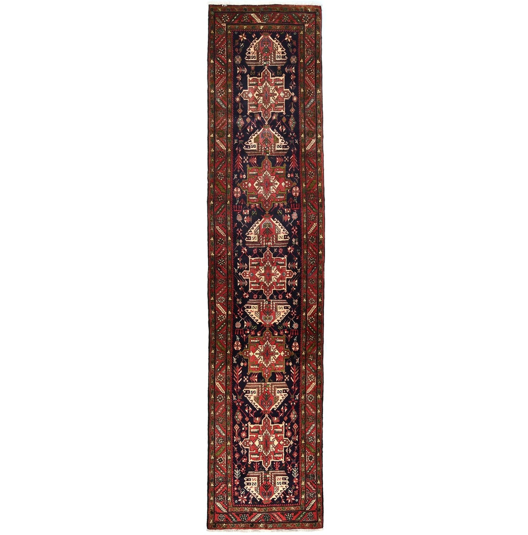 3'2X14'6 Handmade Tribal Geometric Oriental Runner Rug Hallway Boho Carpet Hand-Knotted: 3'2X14'6 Handmade Tribal Geometric Oriental Runner Rug Hallway Boho Carpet Hand-Knotted Hand-knotted in wool, this vibrant 3'2" x 14'6" runner rug boasts an intricate geometric tribal design. Brought 
