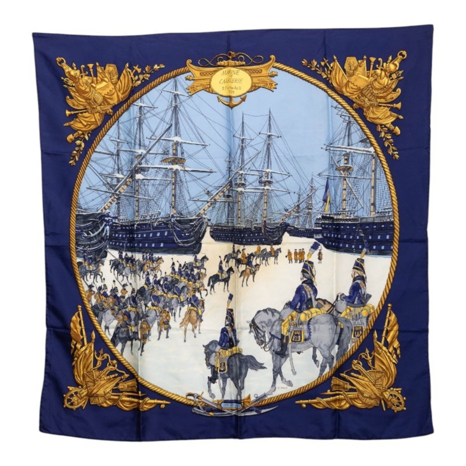Hermes silk scarf: Hermes silk scarf Silk scarf from renowned luxury brand Hermes, boasting vibrant blue hue and elegant dimensions of 89cm x 87cm. Made from high-quality silk material, this scarf exudes sophistication 