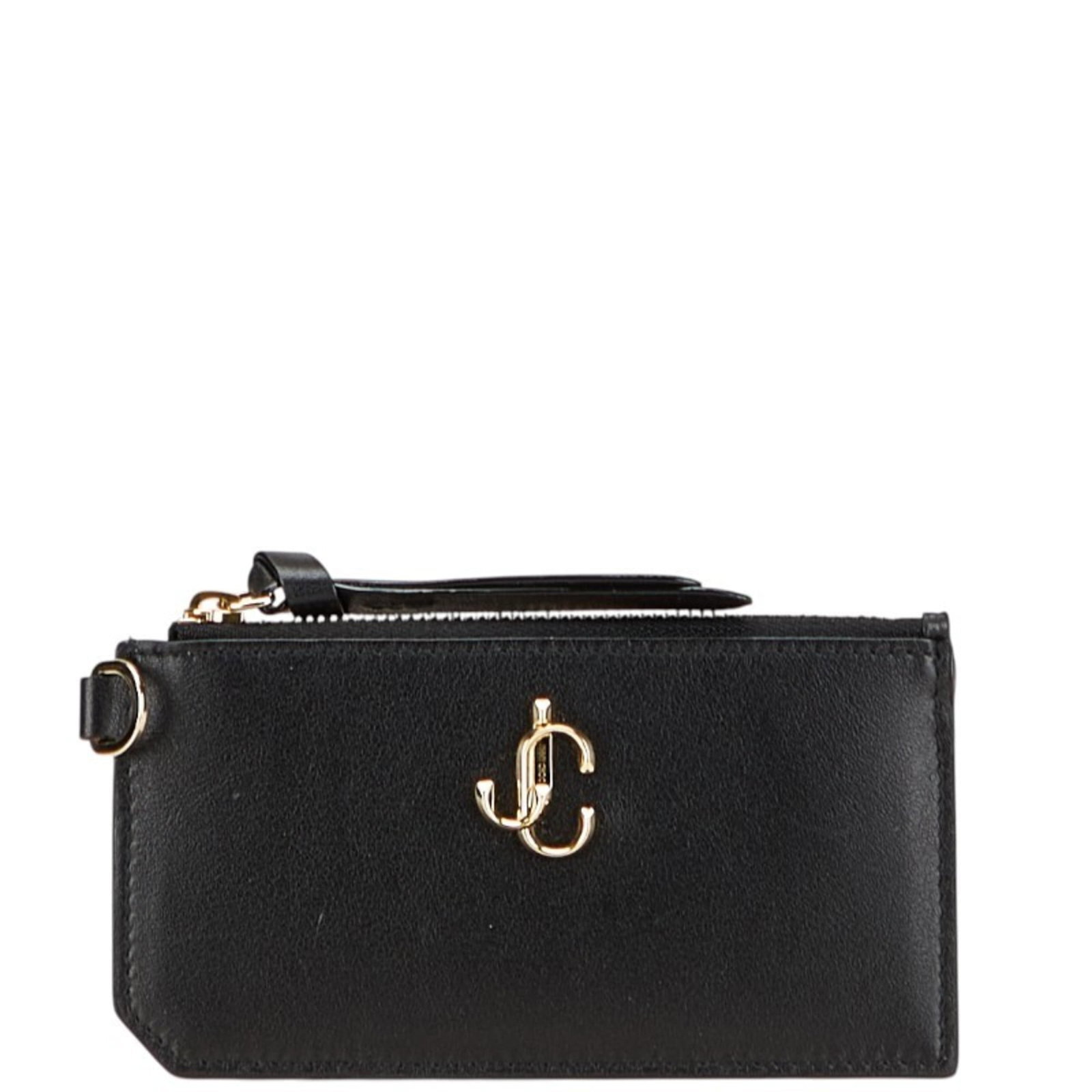 Jimmy Choo Coin Purse/ Coin Case Leather: Jimmy Choo Coin Purse/ Coin Case Leather This sleek black leather coin purse from Jimmy Choo features a sturdy zipper closure and measures 7.5cm x 14cm x 5.00mm, making it the perfect compact accessor