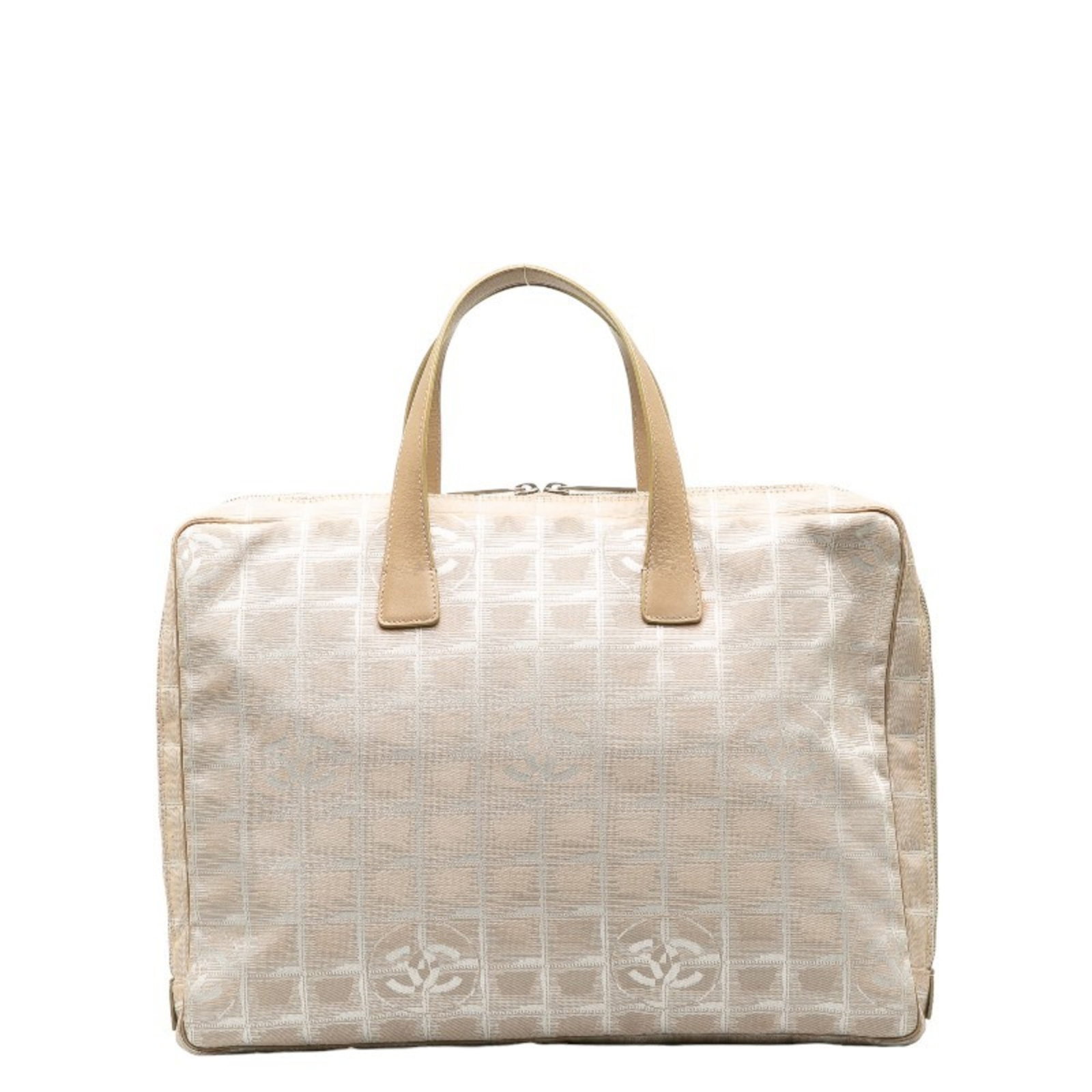 Canvas Leather Handbag Chanel Briefcase: Canvas Leather Handbag Chanel Briefcase Canvas Leather Handbag by Chanel, featuring a classic briefcase design with a beige canvas and leather exterior. This stylish piece measures 29.5cm x 36cm x 6.5