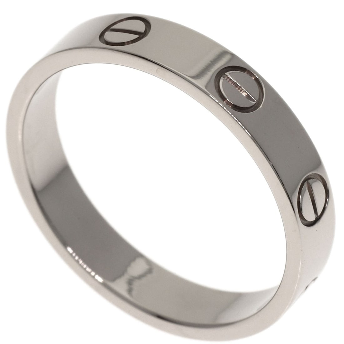 Mini Love Ring K18 White Gold Cartier #53: Mini Love Ring K18 White Gold Cartier #53 K18 White Gold Cartier #53 Mini Love Ring features a sleek and sophisticated design with no main stone, set in a high-quality K18 white gold ring. This elegan