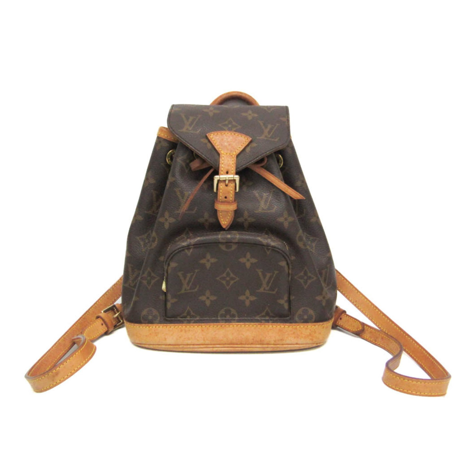 Monogram Louis Vuitton Backpack: Monogram Louis Vuitton Backpack The Louis Vuitton Mini Monsuri M51137 Backpack boasts its iconic Monogram pattern in bold color, adding a touch of luxury to any outfit. With its gold hardware and adju