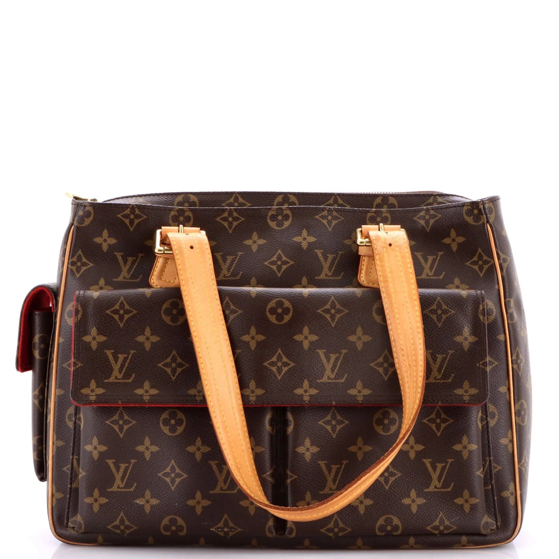 Louis Vuitton Multipli Cite Handbag Monogram Canvas: Louis Vuitton Multipli Cite Handbag Monogram Canvas Brown Louis Vuitton Multipli Cite Handbag Monogram Canvas features scuffs, corner wear, and minor creases on the exterior. The interior boasts burgu