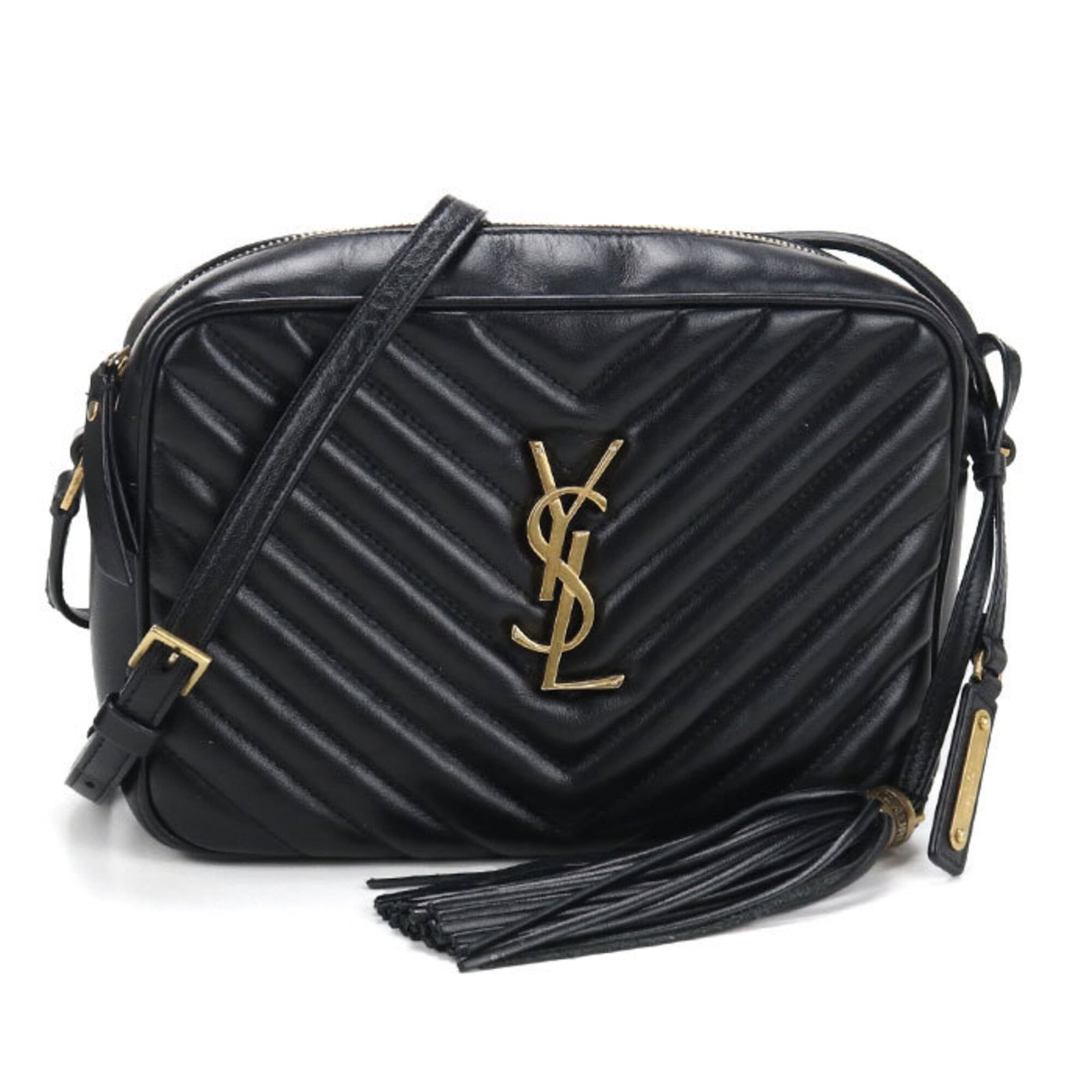 Shoulder bag leather from Saint Laurent: Shoulder bag leather from Saint Laurent Black Saint Laurent leather shoulder bag with gold hardware, crafted from high-quality calfskin. Measuring 15cm x 22cm x 6cm, it offers a sleek and sophisticate