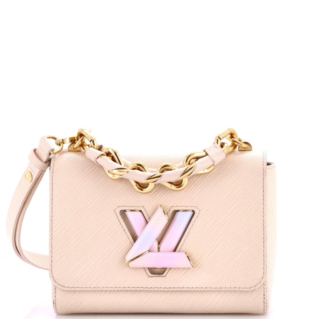 Epi Leather Twist Chunky Chain Bag Louis Vuitton MM: Epi Leather Twist Chunky Chain Bag Louis Vuitton MM Neutral Epi Leather Twist Chunky Chain Bag from Louis Vuitton. This Mm size bag features an exterior made of high-quality Epi leather, a chunky chai
