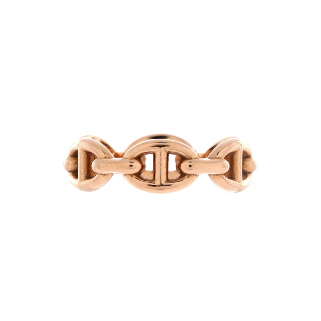 Hermes Chaine d'Ancre Enchainee Ring 18K Rose Gold Small: Hermes Chaine d'Ancre Enchainee Ring 18K Rose Gold Small 18K Rose Gold Chaine d'Ancre Enchainee Ring Small - A stunning piece from Hermes, featuring an intricate design and a rich rose gold hue. This 