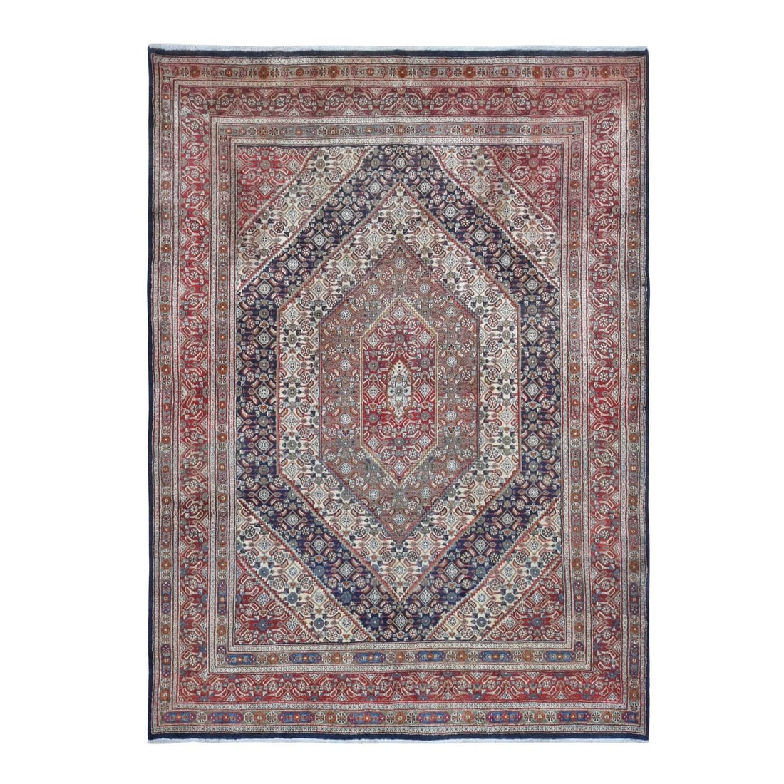7'9"x10'10" Cordovan Geometric Design Hand Knotted Oriental Rug: 7'9"x10'10" Cordovan Geometric Design Hand Knotted Oriental Rug Cordovan Red Geometric Design Hand-Knotted Wool Oriental Rug measures 7'9" x 10'10" and features a striking rectangular field with ruby,