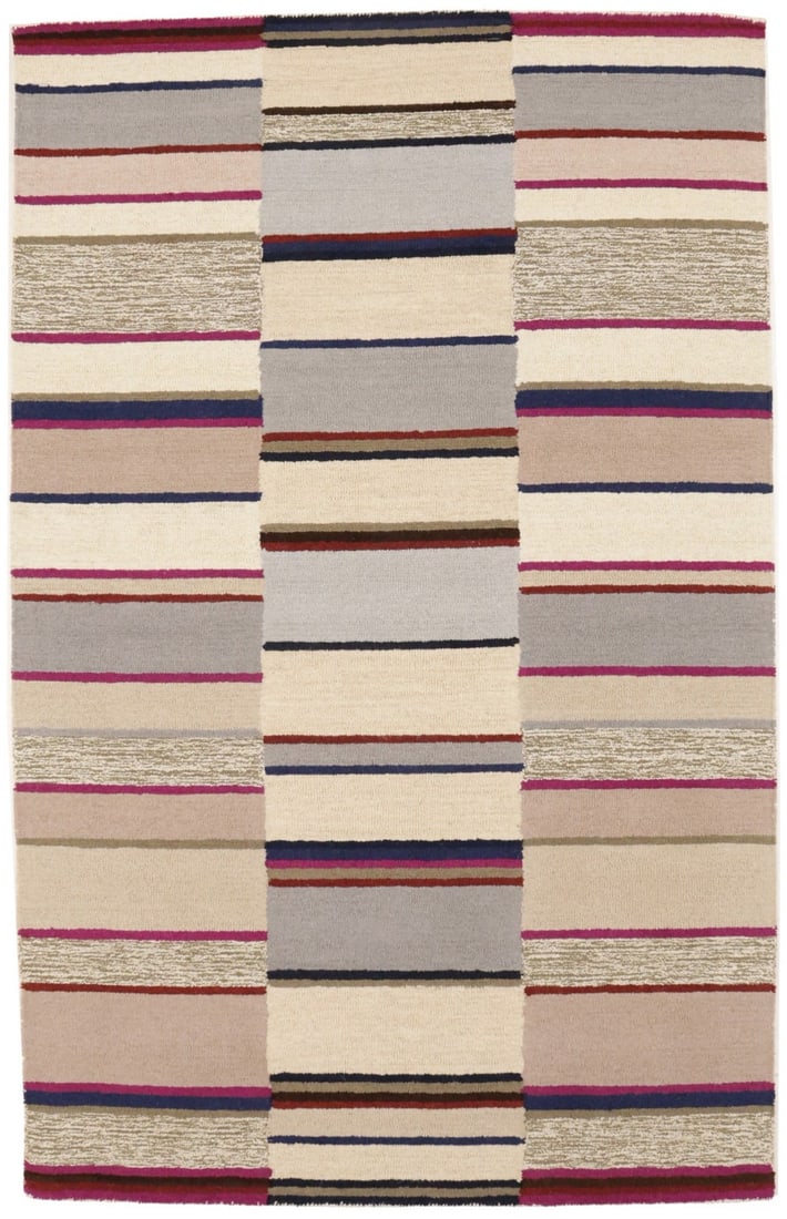 5X8 Modern Hand-Tufted Rug Multicolored Stripes Contemporary Kids Room Carpet Hand-Knotted: 5X8 Modern Hand-Tufted Rug Multicolored Stripes Contemporary Kids Room Carpet Hand-Knotted 5X8 Modern Hand-Tufted Rug in Multicolored Stripes - A Contemporary Kids Room Carpet with High Pile and Thick