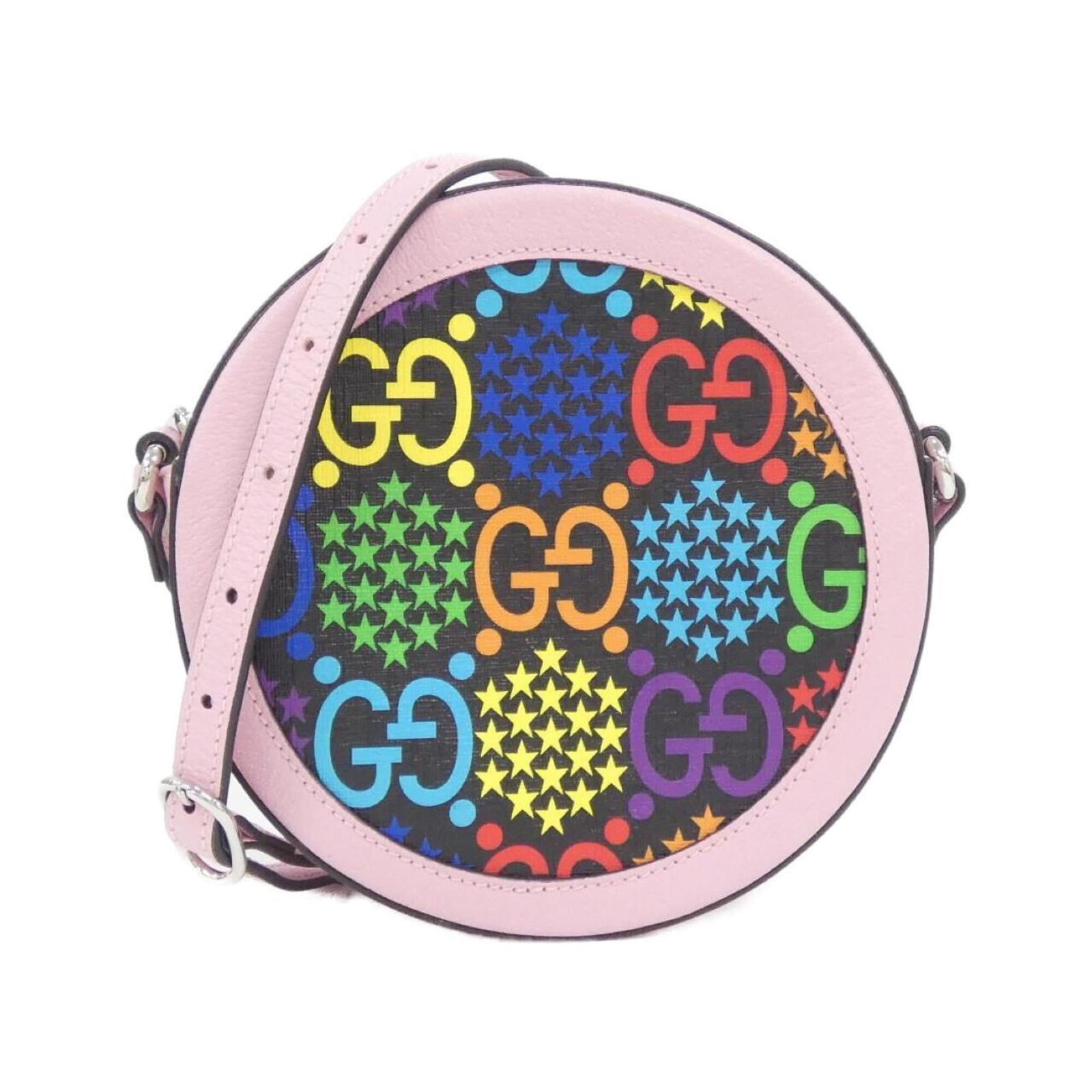 Shoulder Bag Leather: Shoulder Bag Leather Black, multi-color, and pink leather shoulder bag with silver hardware. Made from high-quality leather, this stylish bag measures 18.5cm x 18.5cm x 4.5cm and weighs 260g. Adjustab