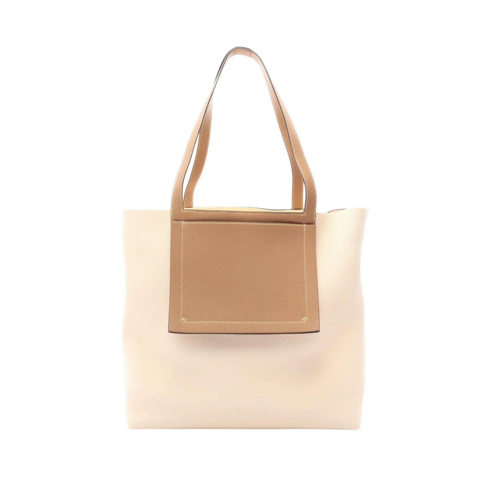 Clemence Tote Handbag Leather Taurillon Hermes: Clemence Tote Handbag Leather Taurillon Hermes Taurillon clemence leather adds a unique touch to this classic tote handbag from Hermes. With its signature brown and ivory color combination, this timel