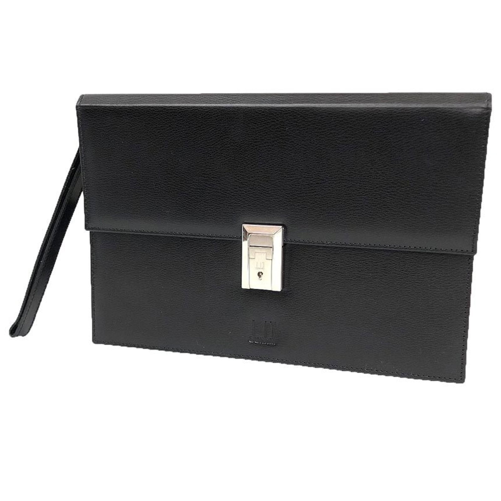 Clutch Bag Leather By Dunhill: Clutch Bag Leather By Dunhill Dunhill's Clutch Bag is crafted from high-quality leather, featuring a sleek black design. Measuring 19cm x 28cm x 5.5cm, it offers a compact and stylish way to carry ess