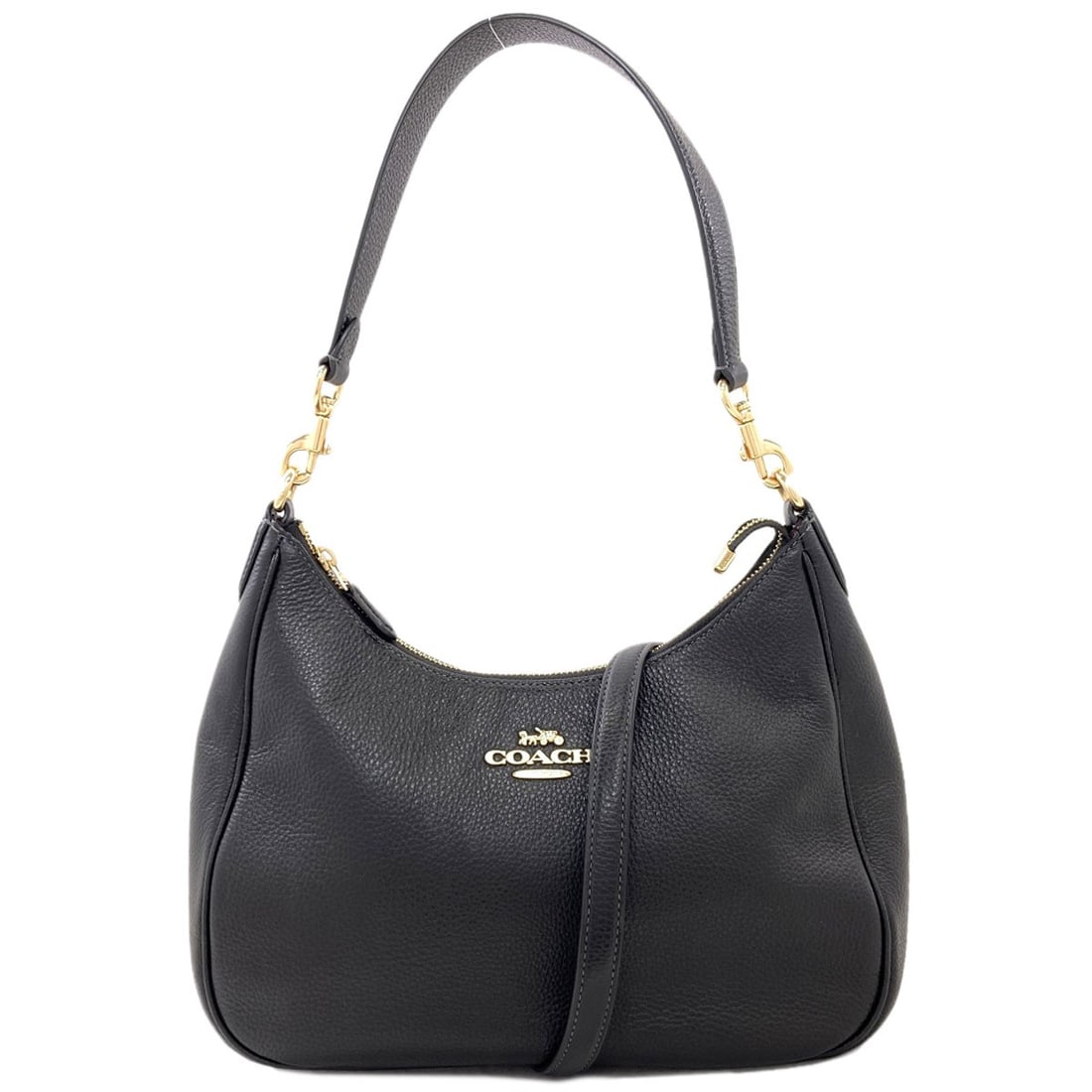 Cj517 Leather Shoulder Bag By Coach Hobo Terry: Cj517 Leather Shoulder Bag By Coach Hobo Terry Black leather shoulder bag with classic Hobo Terry style from COACH. Features a timeless design and premium leather exterior, perfect for everyday use.