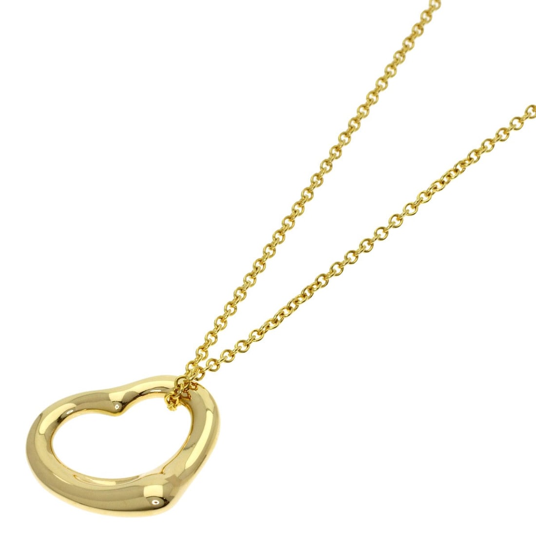 Yellow gold necklace open heart Tiffany Co: Yellow gold necklace open heart Tiffany Co K18 yellow gold necklace with an open heart design, showcasing the iconic Tiffany & Co. style. This piece features 16.3 inches of luxurious gold metal,