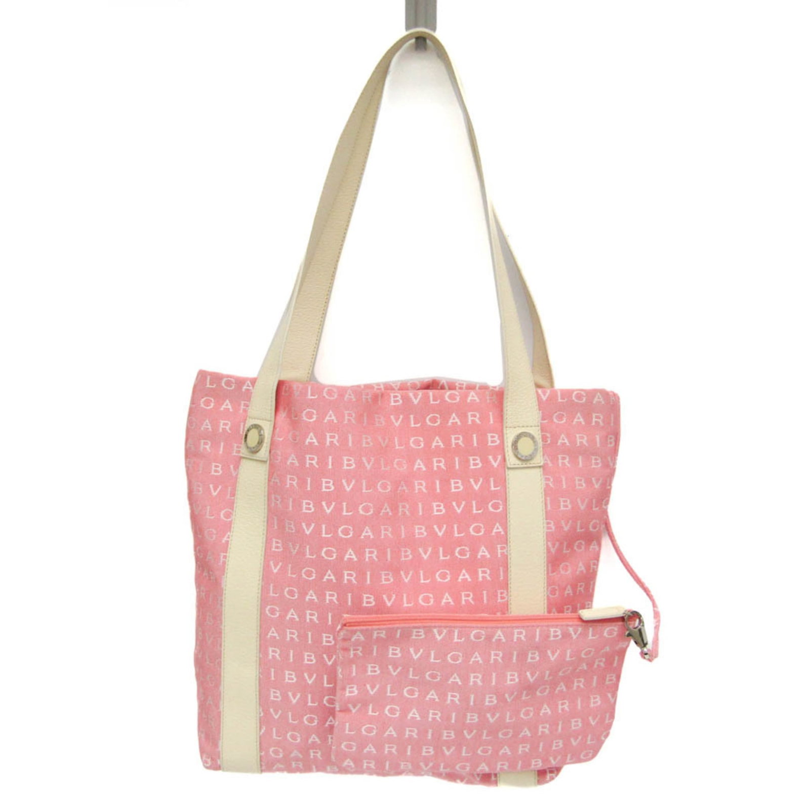 Canvas Leather Bvlgari Tote: Canvas Leather Bvlgari Tote Canvas Leather Bvlgari Tote - A stylish and sophisticated accessory from the Italian luxury brand, featuring a unique blend of canvas and leather materials in a classic