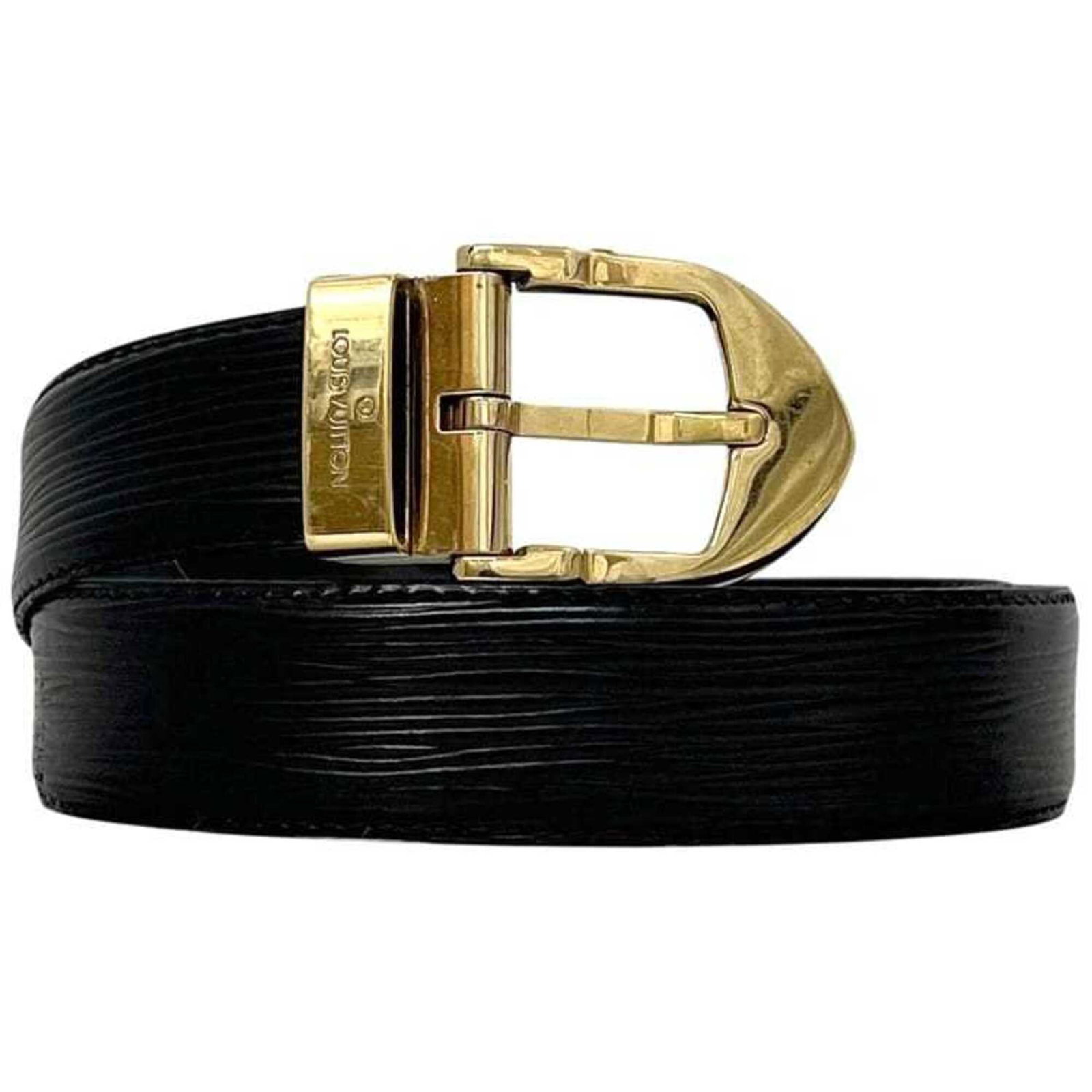 Standard Belt By Louis Vuitton: Standard Belt By Louis Vuitton Standard belt by Louis Vuitton, crafted from high-quality Epi leather in classic black. Measuring 78-88cm in length, this timeless accessory features a sleek design that