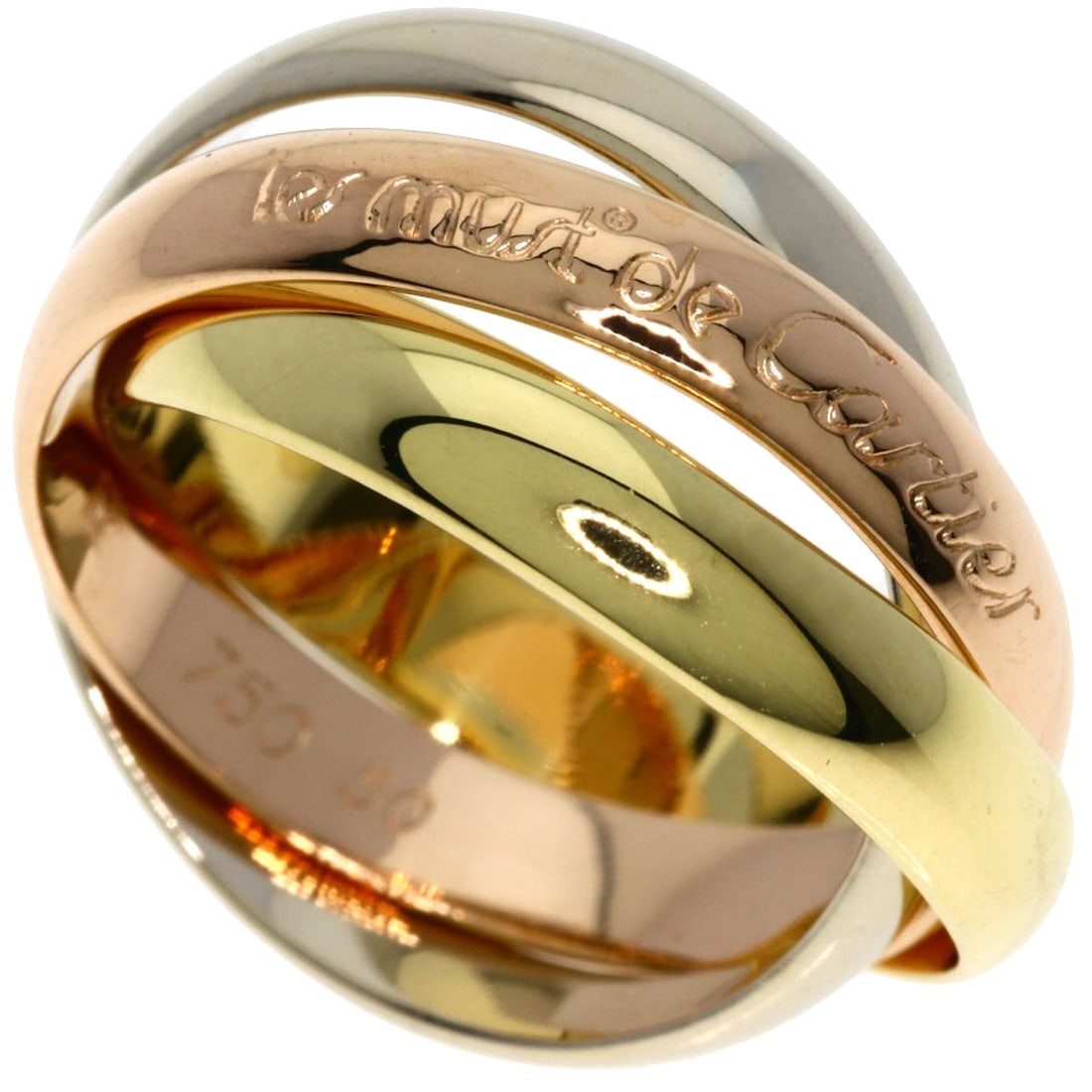 Cartier Trinity #50 Ring K18 Yellow Gold 18K Pink Gold: Cartier Trinity #50 Ring K18 Yellow Gold 18K Pink Gold Cartier Trinity #50 Ring K18 Yellow Gold 18K Pink Gold features a unique blend of gold tones, showcasing the brand's signature style. This 5.25 U