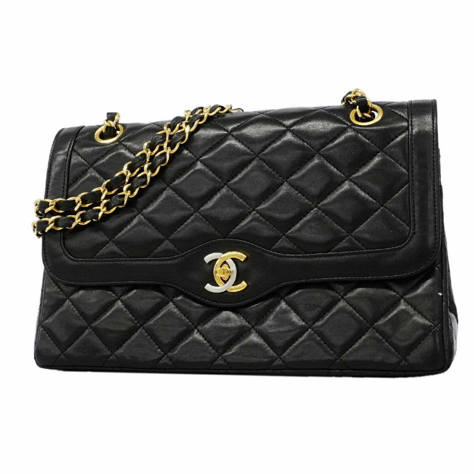 Shoulder Bag Leather Chanel: Shoulder Bag Leather Chanel This luxurious black leather shoulder bag from Chanel boasts sleek, sophisticated lines and premium lambskin material. The gold and silver hardware adds a touch of elegance