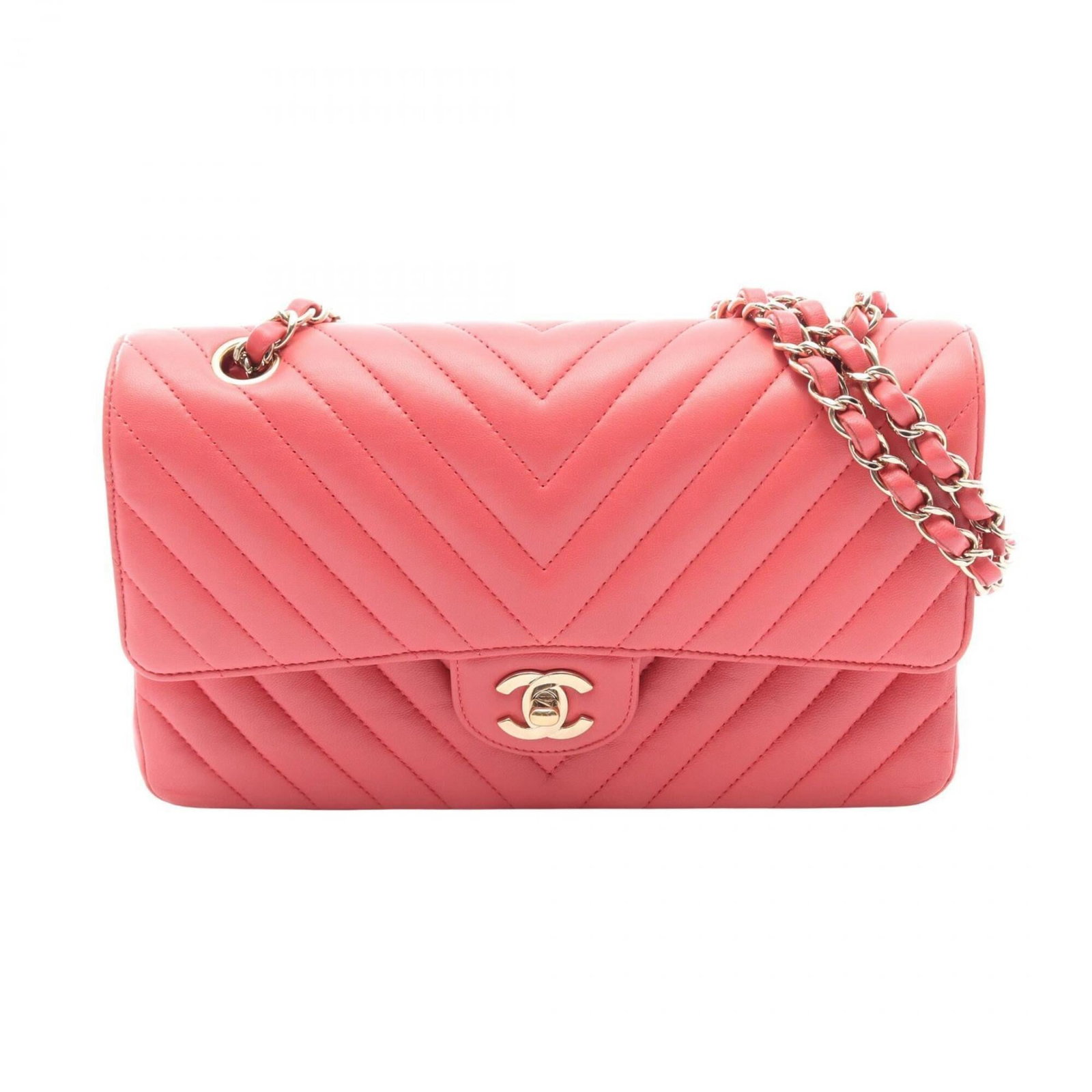 Shoulder Bag Leather Chanel: Shoulder Bag Leather Chanel Pink lambskin leather shoulder bag from Chanel, measuring 15cm x 25cm x 6.5cm, offering a stylish and compact design. This classic shoulder bag features high-quality leathe