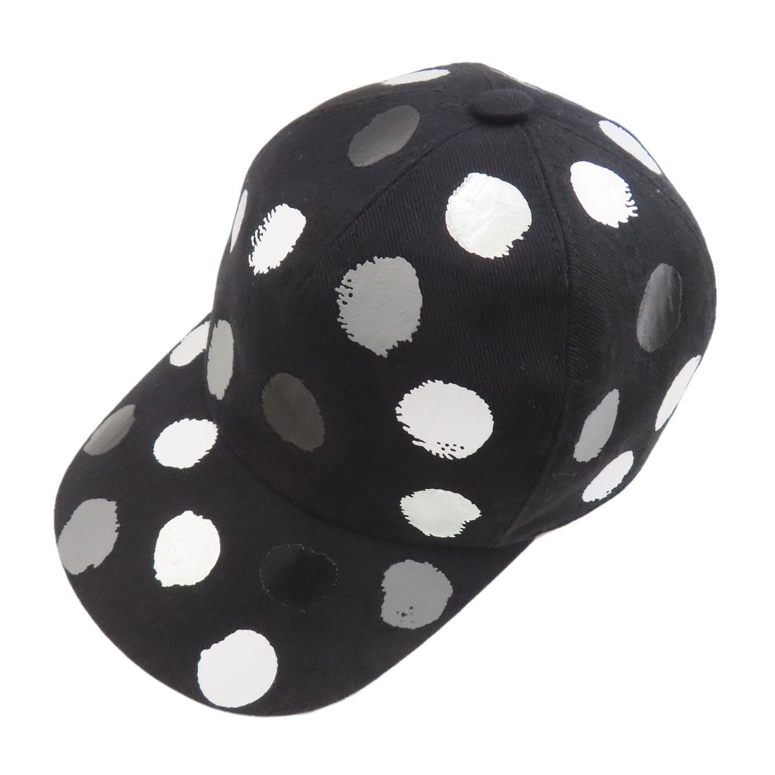 Louis Vuitton M7063M Painted Dot Monogram Hat Cotton Polyesterx Cupro: Louis Vuitton M7063M Painted Dot Monogram Hat Cotton Polyesterx Cupro Louis Vuitton's M7063M Painted Dot Monogram Hat boasts a striking black exterior, adorned with the iconic painted dot monogram pat