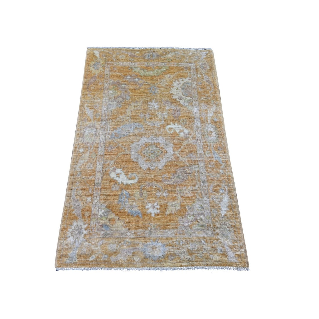 3'x4'10" Brown Afghan Angora Oushak Leaf Design Hand Knotted Pure Wool Rug: 3'x4'10" Brown Afghan Angora Oushak Leaf Design Hand Knotted Pure Wool Rug Brown Afghan Angora Oushak Leaf Design Hand Knotted Pure Wool Rug, measuring 3'0" x 4'10" with a rich brown floral field and