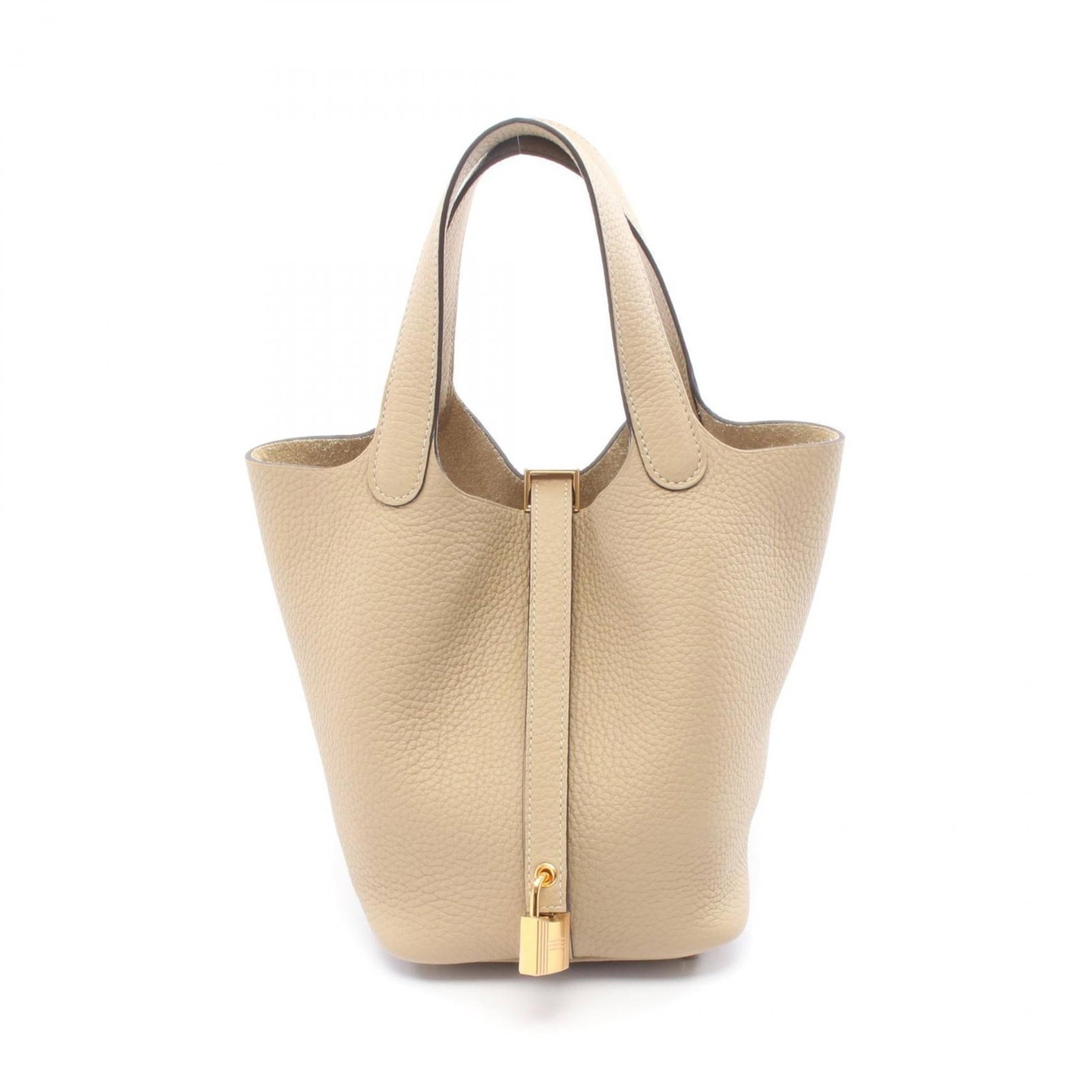 Clemence Leather Handbag Taurillon Hermes: Clemence Leather Handbag Taurillon Hermes Taurillon clemence leather handbag from Hermes, featuring beige color and gold hardware. This women's bag measures 18.5cm x 19cm x 13.5cm in size. The Taurill