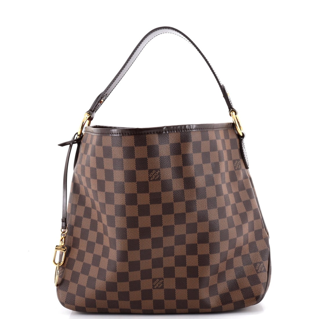 Louis Vuitton Delightful NM Handbag Damier PM: Louis Vuitton Delightful NM Handbag Damier PM Canvas Coated Louis Vuitton Delightful NM Handbag Damier PM in Brown, featuring a classic hobos style with minor scuffs and creases on the exterior. The i