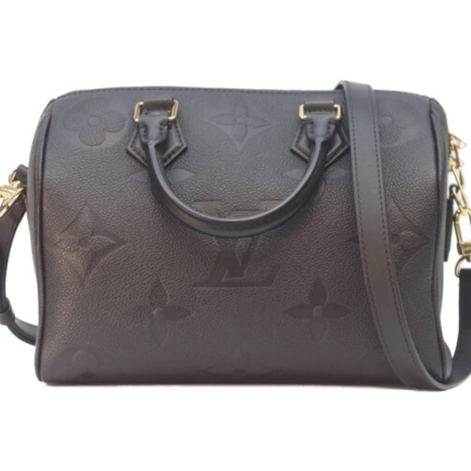 Shoulder Bag Louis Vuitton Monogram Empreinte: Shoulder Bag Louis Vuitton Monogram Empreinte The Louis Vuitton Monogram Empreinte shoulder bag boasts sleek black monogram pattern and gold-toned hardware, adding a touch of sophisticated elegance to