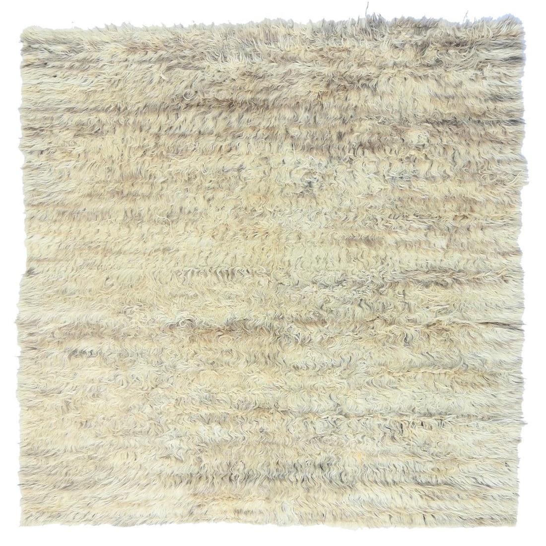 6'1"x6'1" Ivory Moroccan Berber Organic Wool Hand Knotted Square Rug: 6'1"x6'1" Ivory Moroccan Berber Organic Wool Hand Knotted Square Rug This stunning 6'1"x6'1" Ivory Moroccan Berber Organic Wool Hand Knotted Square Rug boasts an impressive hand-knotted construction, 