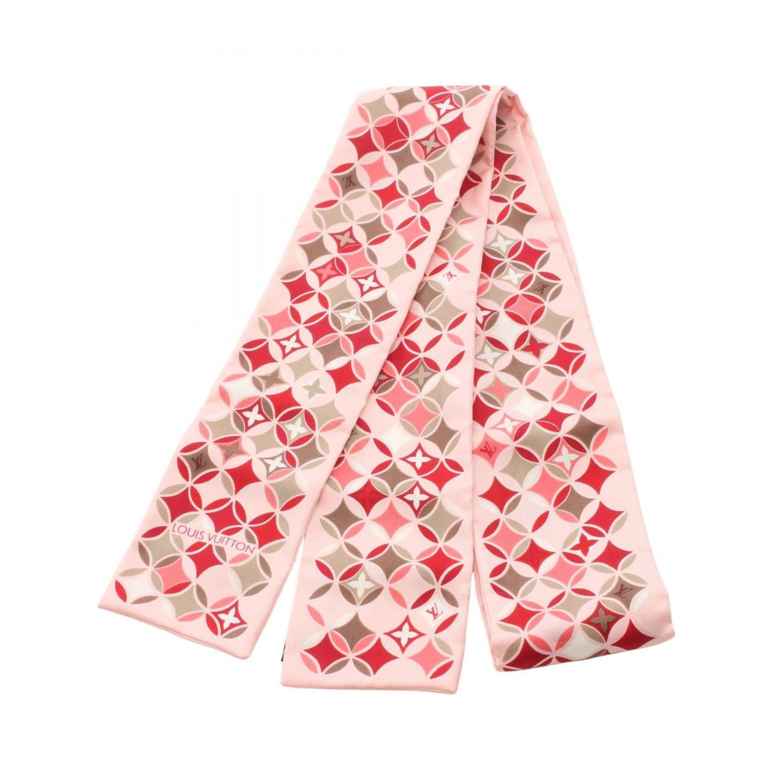 Silk Scarf by Louis Vuitton: Silk Scarf by Louis Vuitton Item Specifics: Brand: Louis Vuitton Type: Scarf Gender: Women Color: Pink Material: Silk Size (LxW): 1.3m x 7cm / 51.18'' x 2.75'' Product Disclaimer: Minor wear from age 