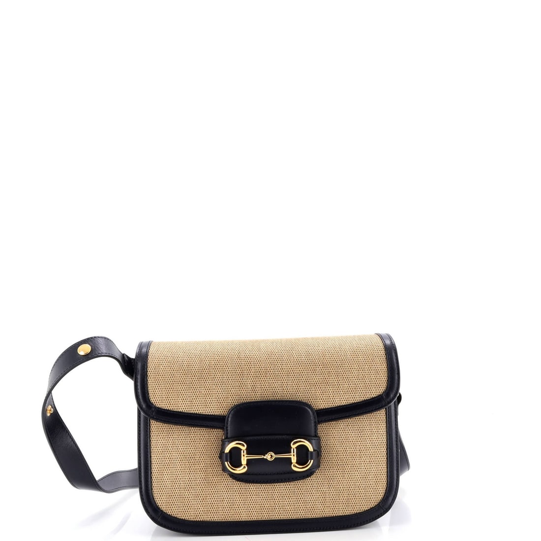 Canvas Leather Bag Small Gucci Horsebit 1955 Shoulder (1 of 5)