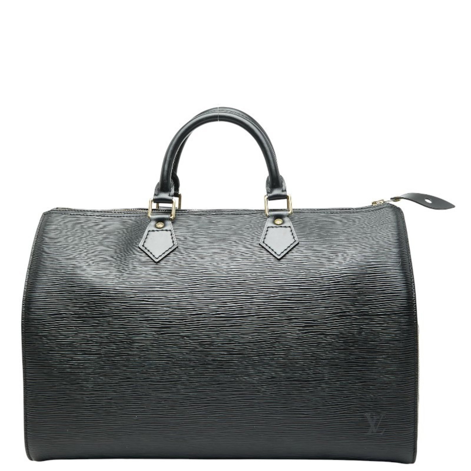 Handbag Leather Louis Vuitton Boston: Handbag Leather Louis Vuitton Boston Boston bag from Louis Vuitton, made from black leather with dimensions 24cm x 35cm x 19cm. This classic design features a timeless style that has been popular for 