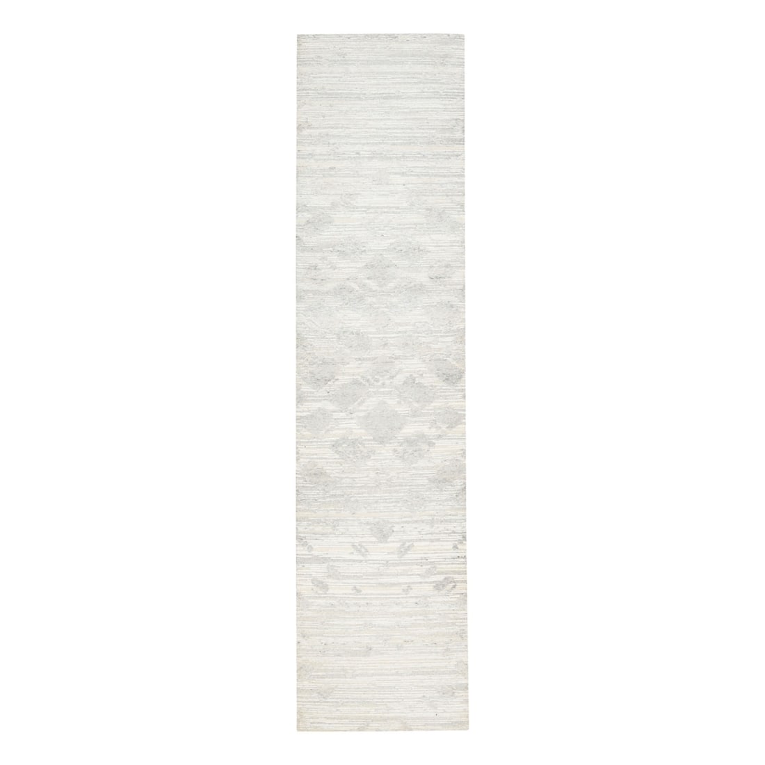 2'7"x12' Hand Spun Undyed Natural Wool Modern Ivory Runner Rug (1 of 8)