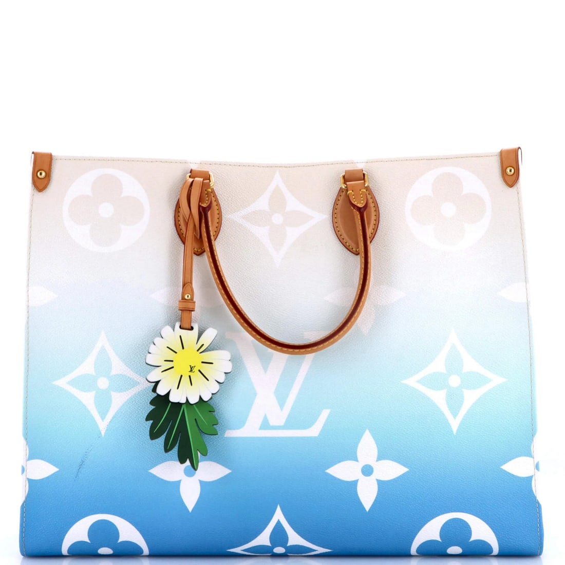 Louis Vuitton OnTheGo Tote By The Pool Monogram Giant GM: Louis Vuitton OnTheGo Tote By The Pool Monogram Giant GM Blue Louis Vuitton OnTheGo Tote By The Pool Monogram Giant GM features canvas coated exterior with minor creases and gold hardware. Measuring 1