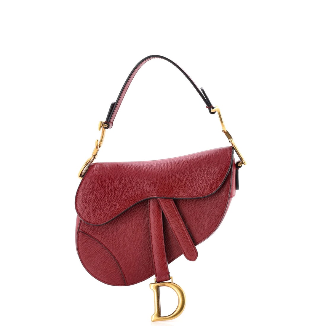Christian Dior Saddle Mini Leather Handbag: Christian Dior Saddle Mini Leather Handbag The Christian Dior Saddle Mini Leather Handbag boasts a striking red exterior, perfectly capturing the essence of its iconic design. With its classic shoulde