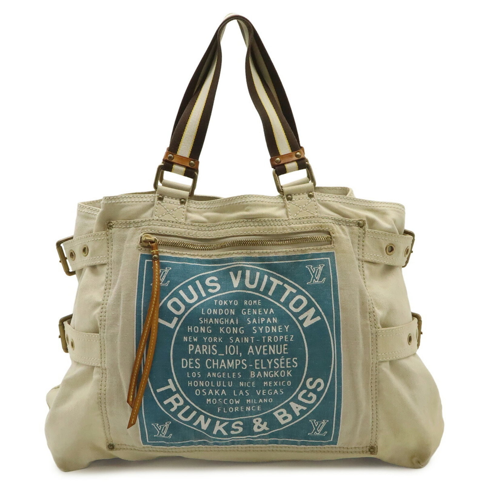 Canvas cotton tote bag Louis Vuitton: Canvas cotton tote bag Louis Vuitton Canvas cotton tote bag from Louis Vuitton in natural blue. Made from high-quality cotton canvas, this stylish tote measures 37cm x 48cm x 17.5cm and features a cla