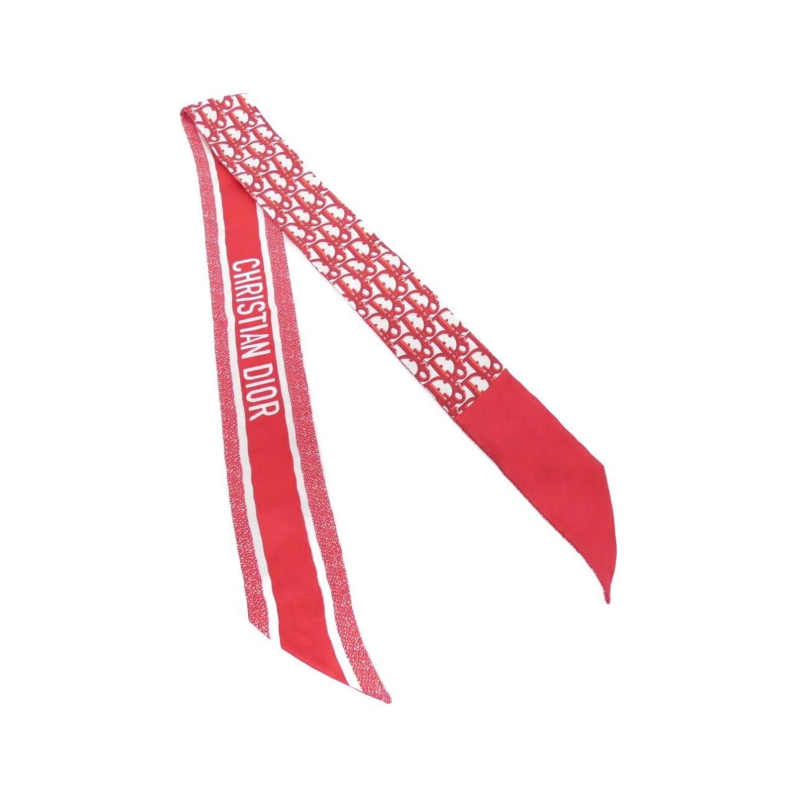 Christian Dior Silk Scarf: Christian Dior Silk Scarf Silk scarf from Christian Dior, featuring a vibrant red color and made from high-quality silk material. This elegant accessory measures 6cm x 1.01m in size and comes with its