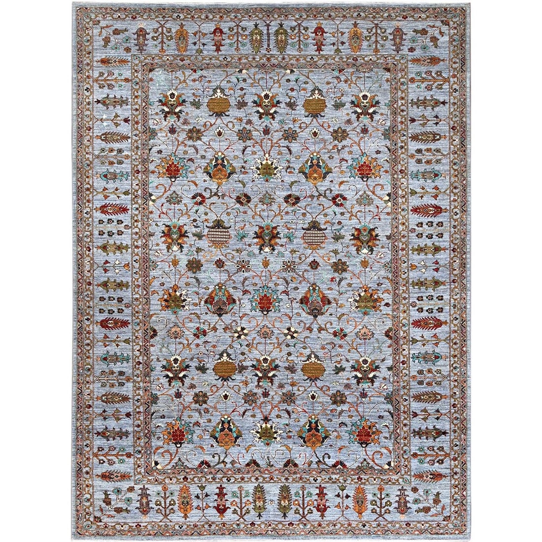9'2"x12'4" Oxford Gray Wool Hand Knotted Sultani Pomegranate Design Rug: 9'2"x12'4" Oxford Gray Wool Hand Knotted Sultani Pomegranate Design Rug Oxford Gray Wool Hand Knotted Sultani Pomegranate Design Rug, measuring 9'2" x 12'4" in a stunning flatweave weave. This beautif