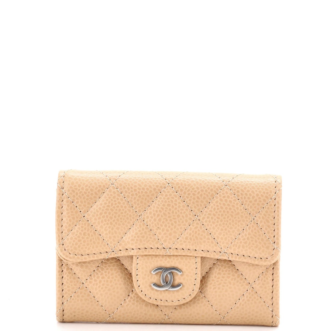 Caviar quilted flap case classic card Chanel: Caviar quilted flap case classic card Chanel Classic Flap Card Case Quilted Caviar Leather Exterior, Neutral Interior with Aged Silver Hardware. This Chanel quilted flap case boasts a timeless design 