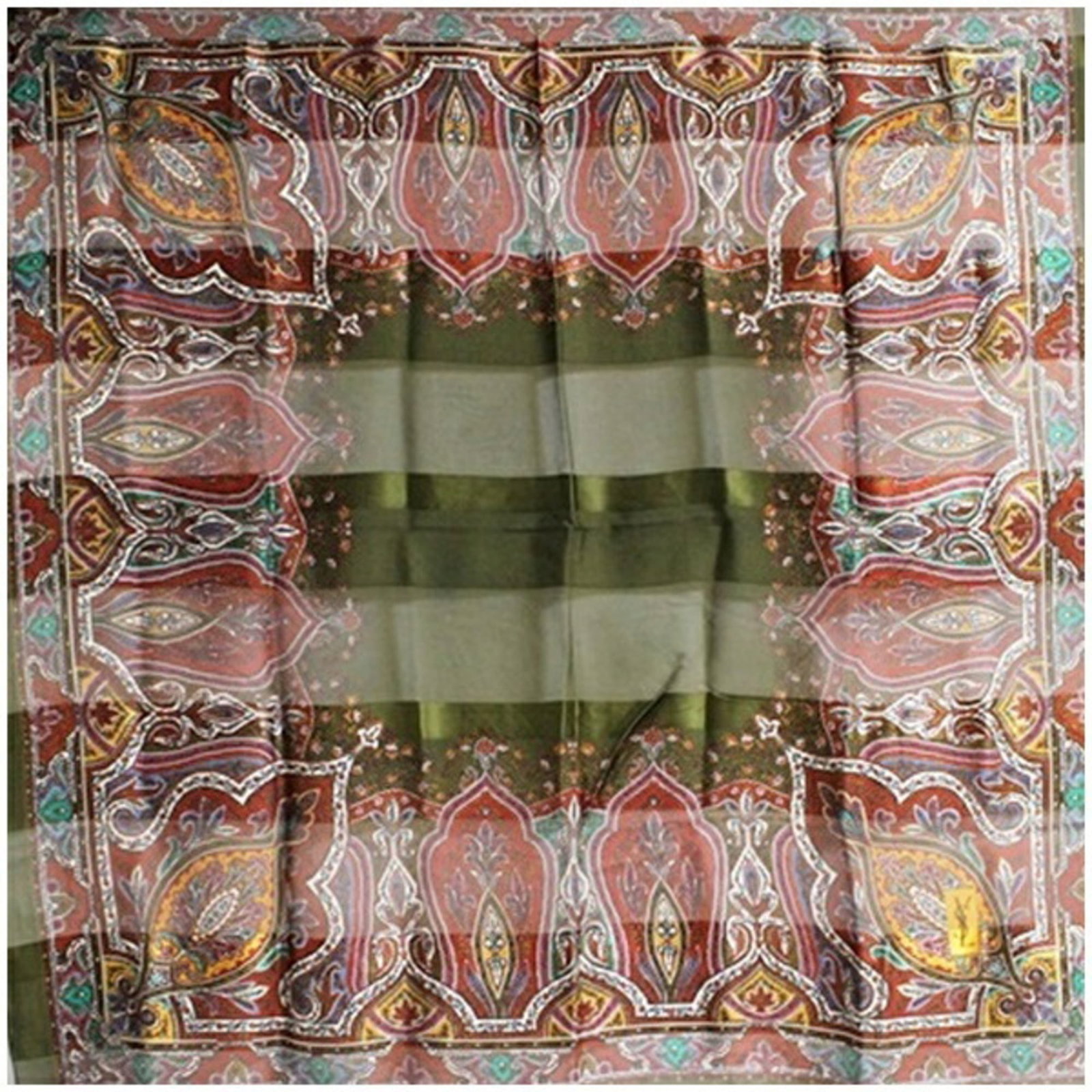 Yves Saint Laurent Scarf: Yves Saint Laurent Scarf Yves Saint Laurent Scarf - A Timeless Piece of Fashion. This khaki scarf, measuring 1.13m x 1.1m, boasts a classic design that exudes elegance and sophistication. Its striking