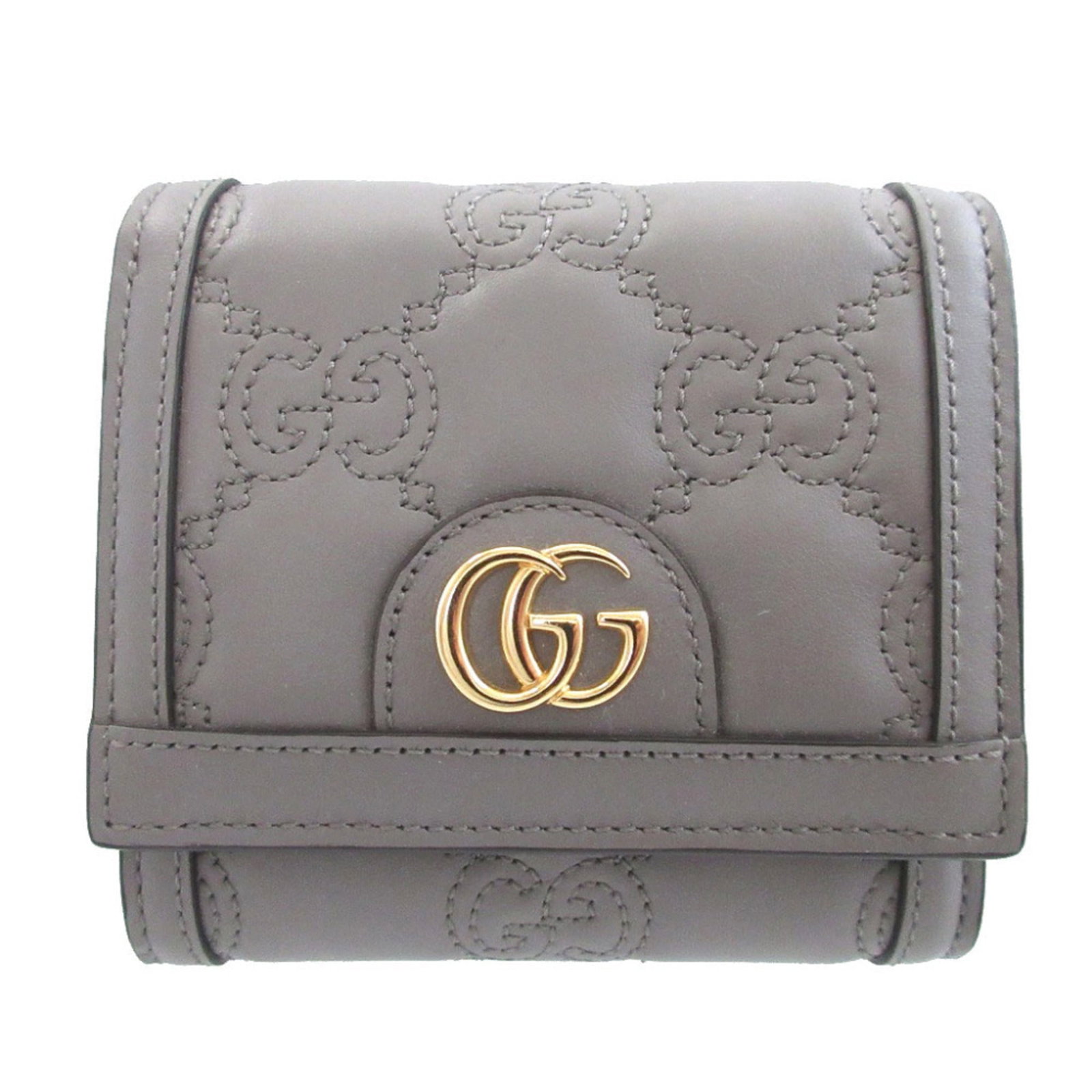 Gucci bi fold leather wallet: Gucci bi fold leather wallet Gucci's bi-fold leather wallet boasts sleek, gray design with clean lines and classic style. Made from high-quality Italian leather, its compact size fits perfectly in a p