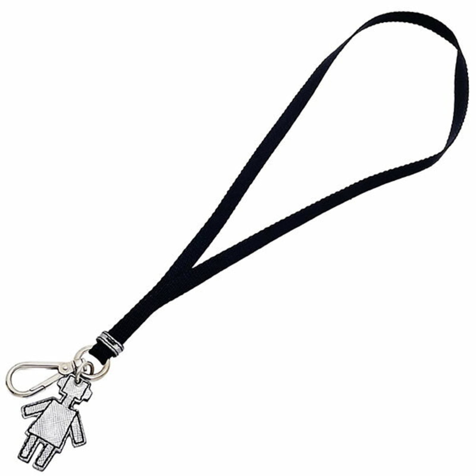 Prada Neck Strap Leather Nylon: Prada Neck Strap Leather Nylon Black and silver Prada neck strap made from leather and nylon, measuring 430.00mm x 10.00mm in size. This accessory features a striking combination of materials and colo