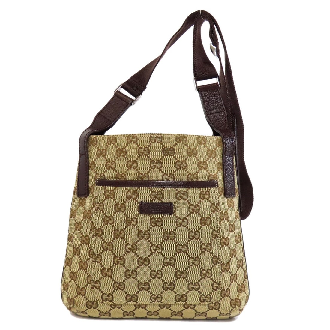 Gucci 122798 Gg Canvas Shoulder Bag: Gucci 122798 Gg Canvas Shoulder Bag Brown canvas shoulder bag with Gucci logo. Made from high-quality canvas material, this stylish bag features a classic design. The signature Gucci style and brown e
