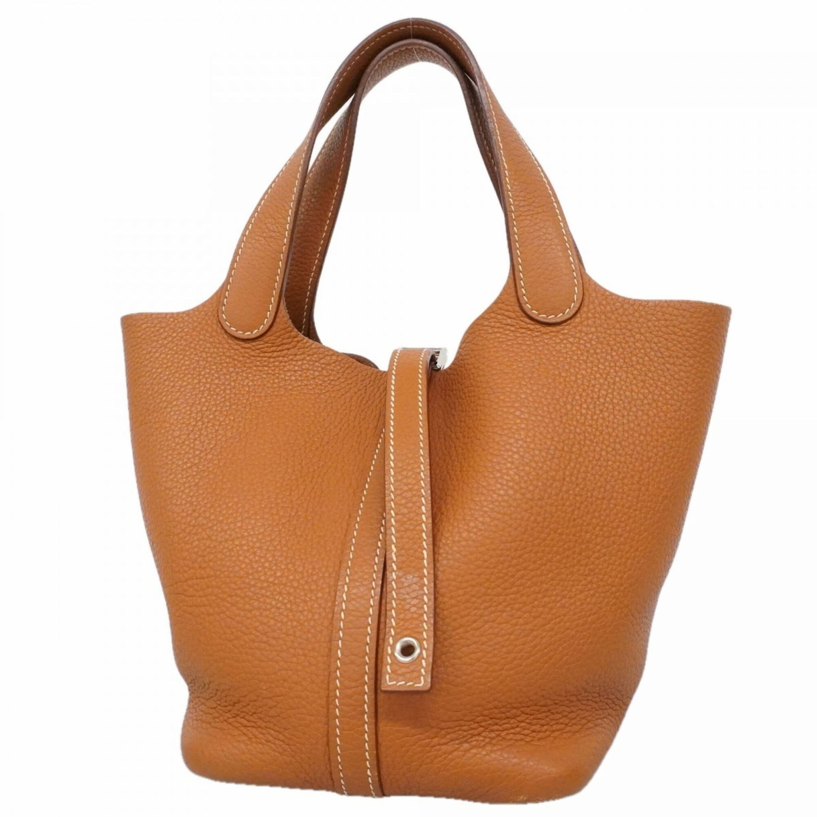 Clemence Leather Handbag Taurillon Hermes: Clemence Leather Handbag Taurillon Hermes Taurillon clemence leather handbag from Hermes, featuring gold hardware and silver accents. This compact bag measures 19cm x 18cm x 13cm and boasts a classic 