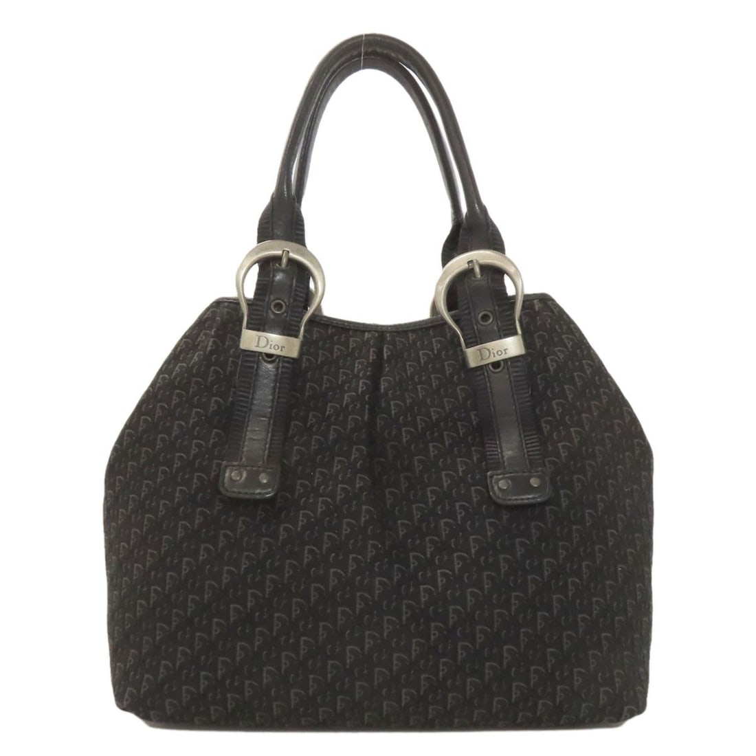 Christian Dior Trotter Pattern Tote Bag Canvas: Christian Dior Trotter Pattern Tote Bag Canvas Black canvas tote bag with the iconic Christian Dior Trotter pattern, a timeless design element from the brand's rich history. This classic tote features