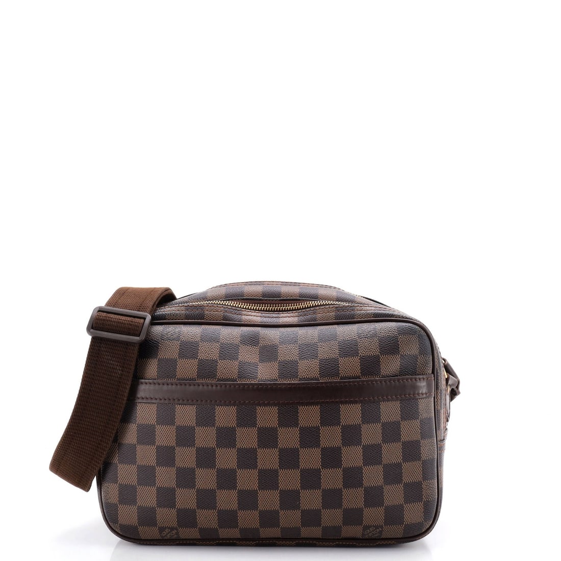 Damier PM Reporter Bag Louis Vuitton: Damier PM Reporter Bag Louis Vuitton The Damier PM Reporter Bag from Louis Vuitton boasts a classic design with a timeless canvas-coated exterior in rich brown, adorned with the iconic Damier PM patte