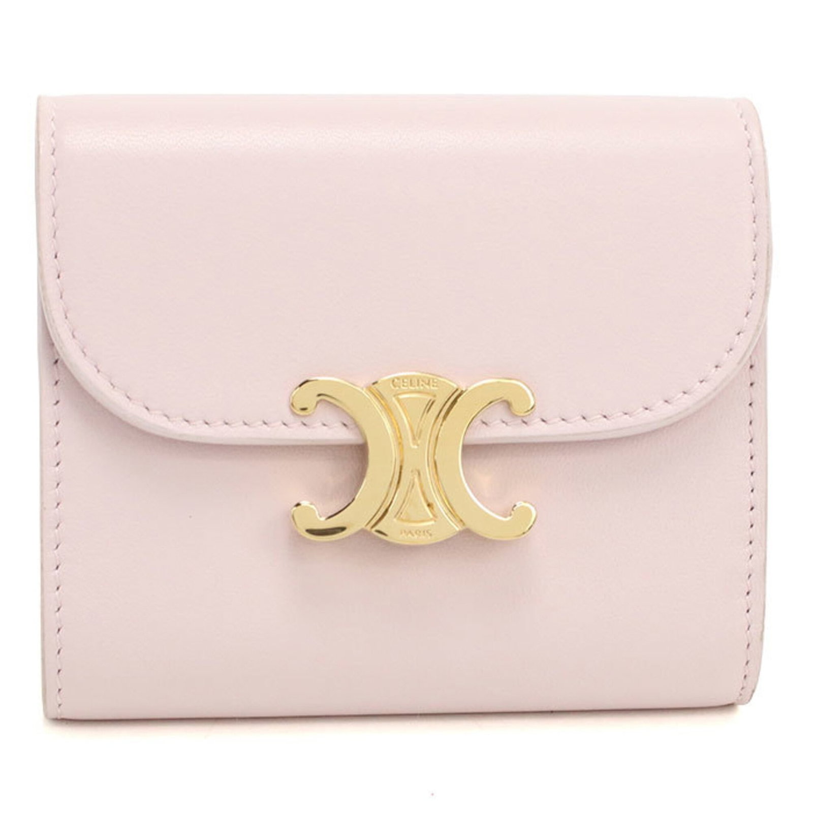 Celine Wallet (Tri-Fold) Leather: Celine Wallet (Tri-Fold) Leather Calfskin leather construction provides durability and sophistication. The tri-fold design offers multiple compartments for organization, while the pink color adds a to