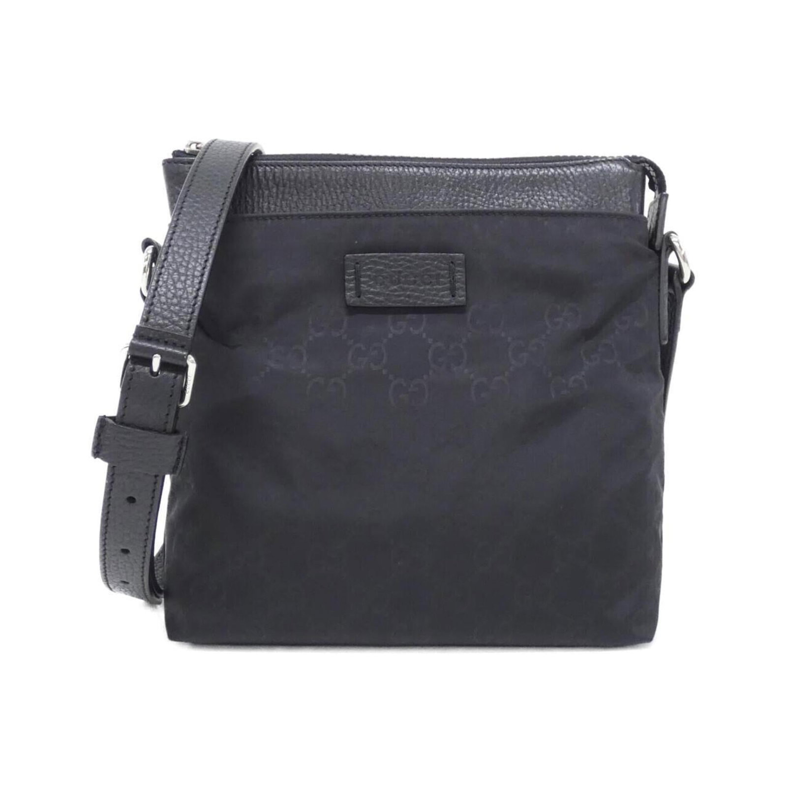 Nylon Gucci Bag Shoulder: Nylon Gucci Bag Shoulder The Gucci MPN 510339 K28BN Nylon Shoulder Bag features a sleek black nylon material and silver hardware, making for a stylish and modern accessory. Measuring 21cm x 20cm x