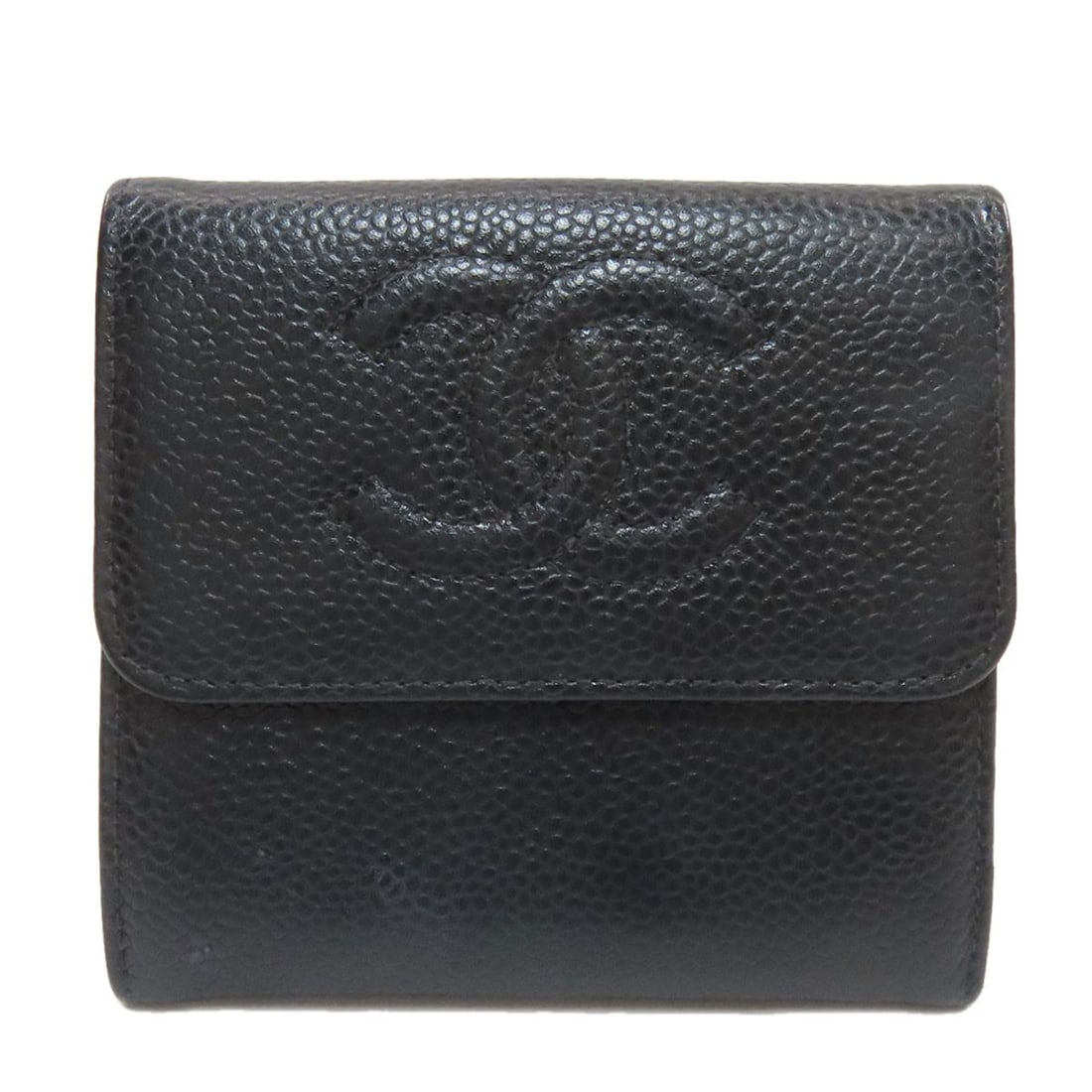 Chanel Double Sided Coco Mark Goldhardware Tri-Fold Wallet (With Coin: Chanel Double Sided Coco Mark Goldhardware Tri-Fold Wallet (With Coin Grained Calfskin construction provides a luxurious feel, while the tri-fold design offers practical organization. A coin pocket ad